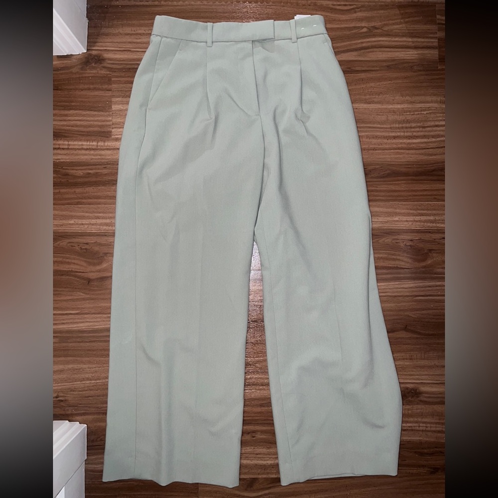 Abercrombie - light/dusty green ultra wide leg pants